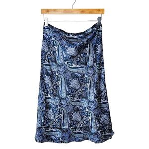 Vintage Y2K 90s Paisley Midi Skirt fits Size Small Fairy Whimsygoth Purple Blue